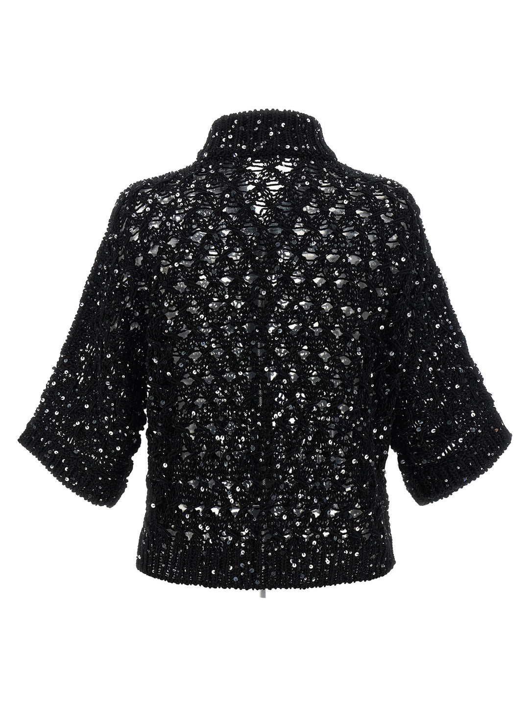 Peserico Sequin Mesh Cardigan Maglioni - Nero | f905f7ab129df282bd09d980b932c833d532b68d