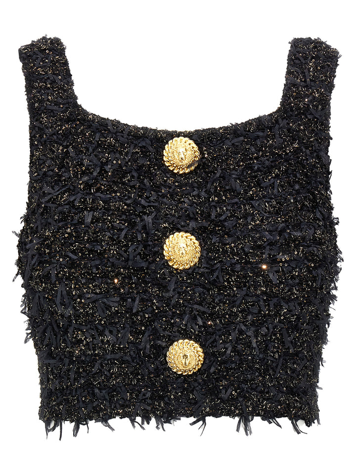 Balmain Lurex Tweed Top Top - Nero | c0f286c828c338f78a2f58a02367a12568988c64