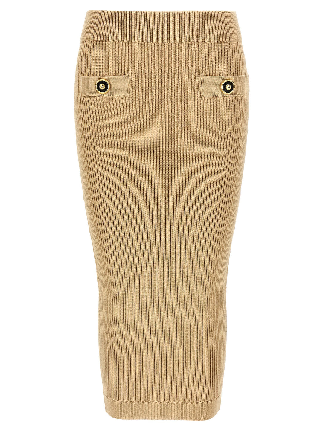 Balmain Ribbed Midi Skirt Gonne - Beige | a563da6ef82921b899194eda2509c3ff096756f9