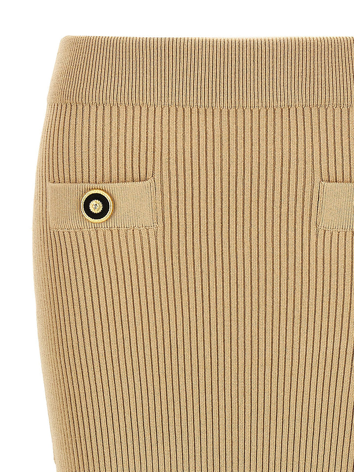 Balmain Ribbed Midi Skirt Gonne - Beige | 9aa873bab768ecca6008b55b76fe07b188a90d9d