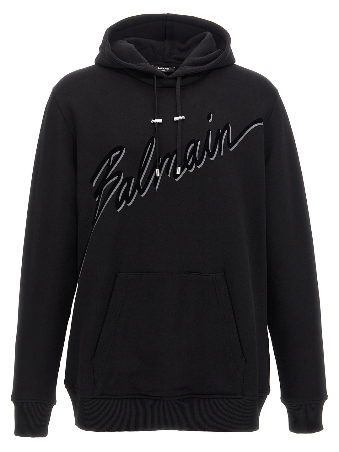 Balmain Velvet Logo Hoodie Felpe - Nero | 289305175b94d996ecc3d8f47a83145542fe44b5