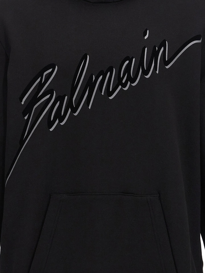 Balmain Velvet Logo Hoodie Felpe - Nero | 58282221b25e32665b704f19dab5672742ef22a0