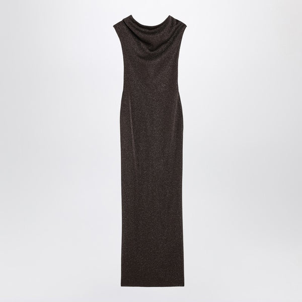 Brown Dress In Viscose And Lurex Yarn