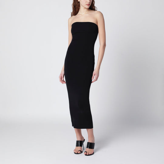Black Strapless Midi Dress