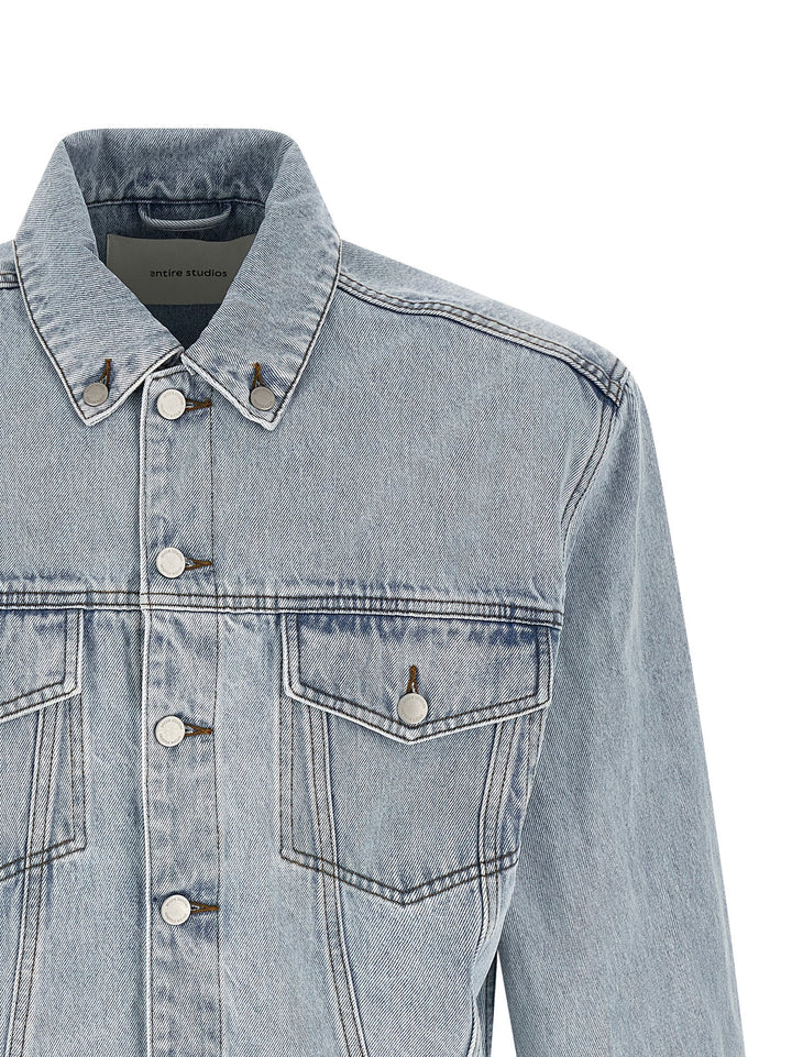 Entire Studios Shrunken Denim Puffer Jackets - Celeste | 8be2aaf05ac2ed37068ec6cc2b1dcc4ad59feba8