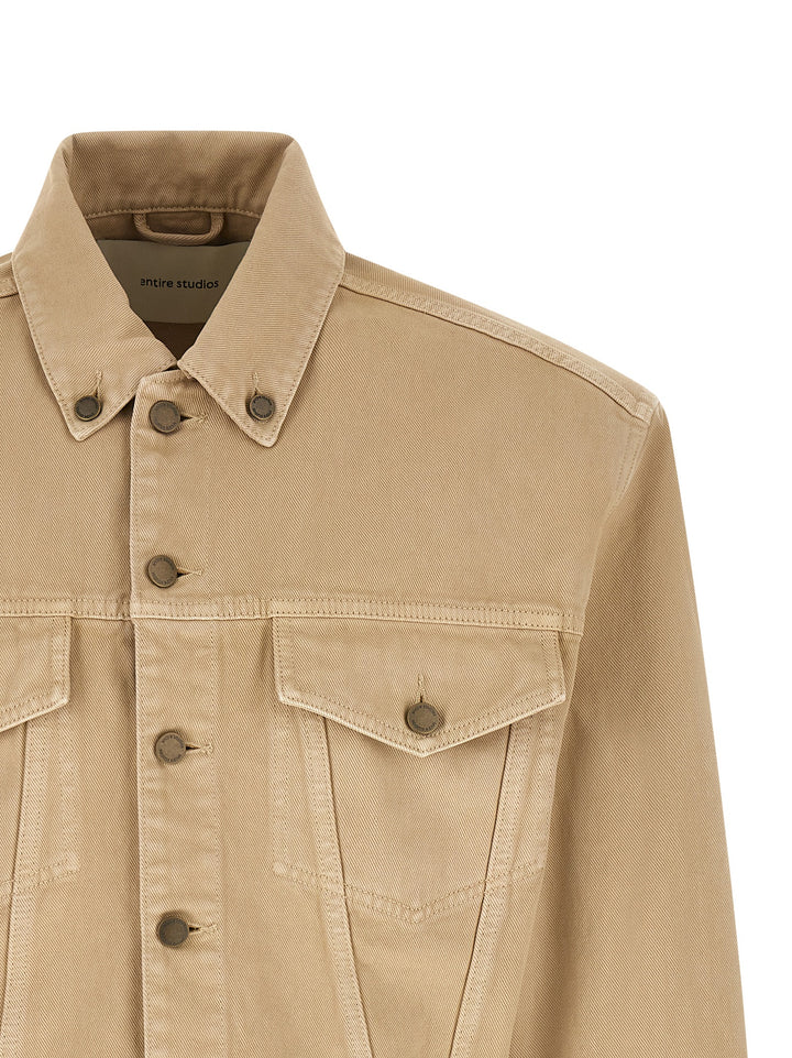 Entire Studios Shrunken Denim Puffer Jackets - Beige | d019976aa2ae63d739d278685b79f117d57ace15