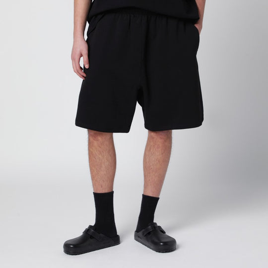 Black Cotton Scuba Shorts