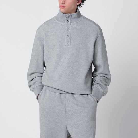 Grey Cotton Buttoned Sweater