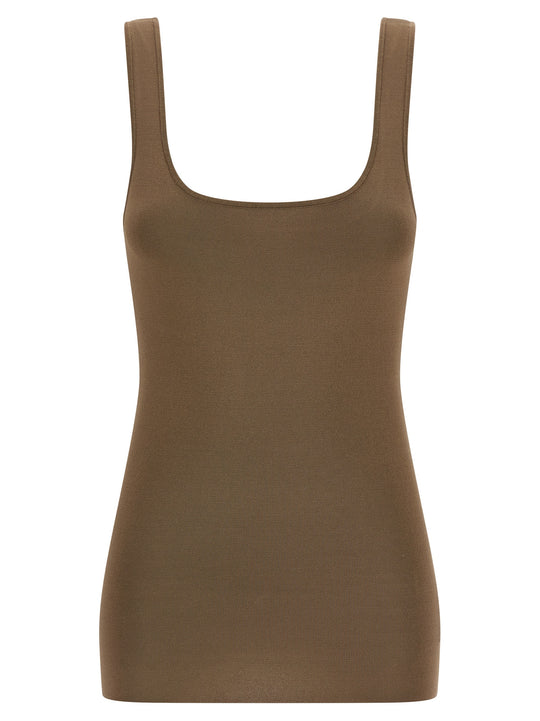 Square Neckline Top Top Marrone