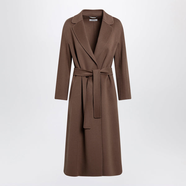 Brown Midi Coat In Wool Drap