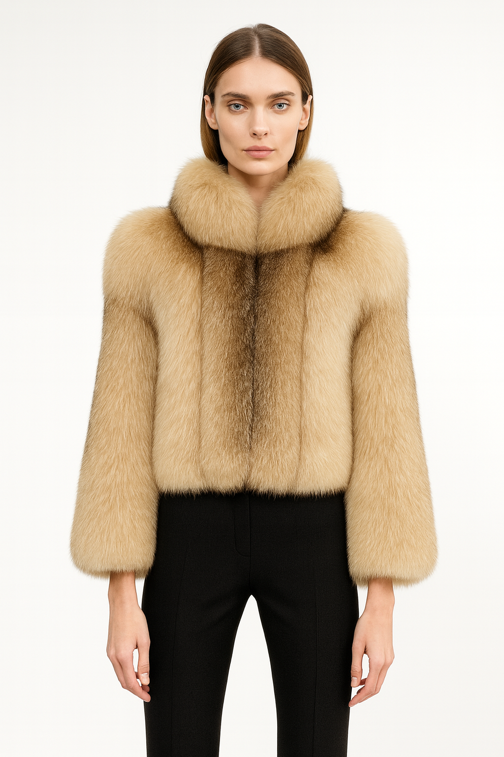 Giacca Esyenne Camel in Pelliccia di Volpe