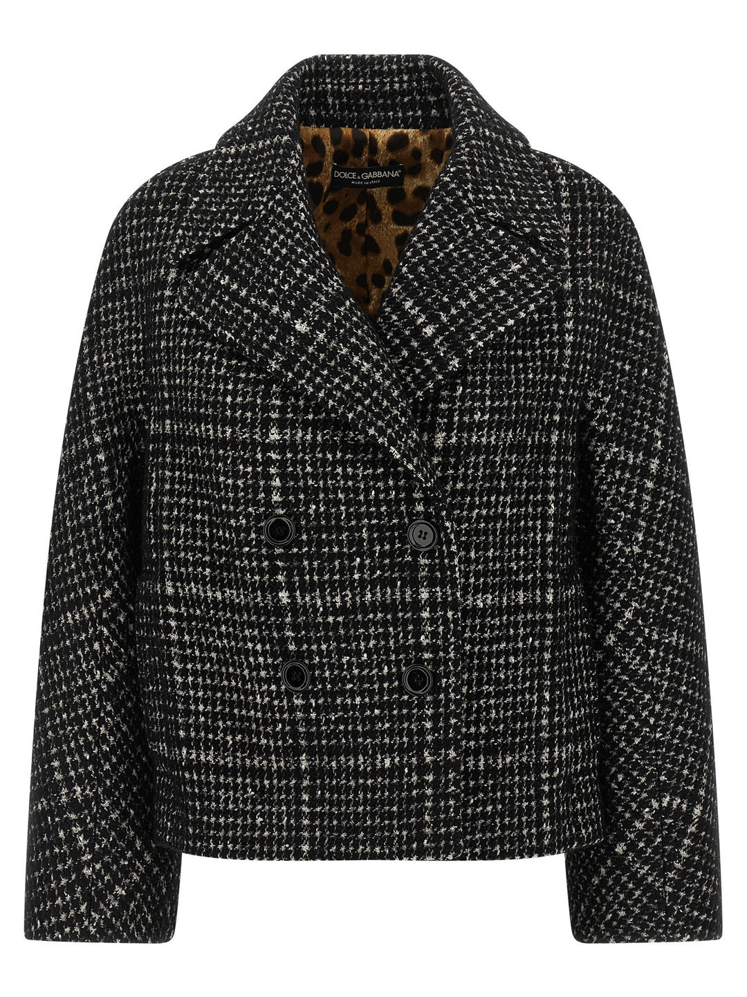Dolce & Gabbana Houndstooth Coat Trench e Impermeabili - Bianco/Nero | 41f50f1296e1eab48f0100bf3deac4eead5d46dd
