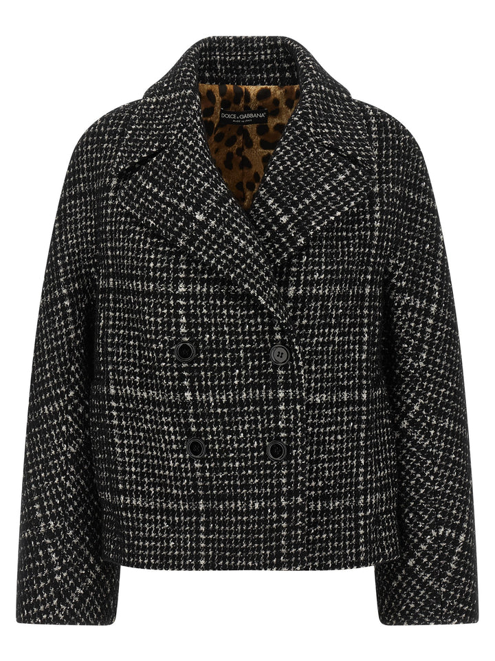 Dolce & Gabbana Houndstooth Coat Trench e Impermeabili - Bianco/Nero | 41f50f1296e1eab48f0100bf3deac4eead5d46dd