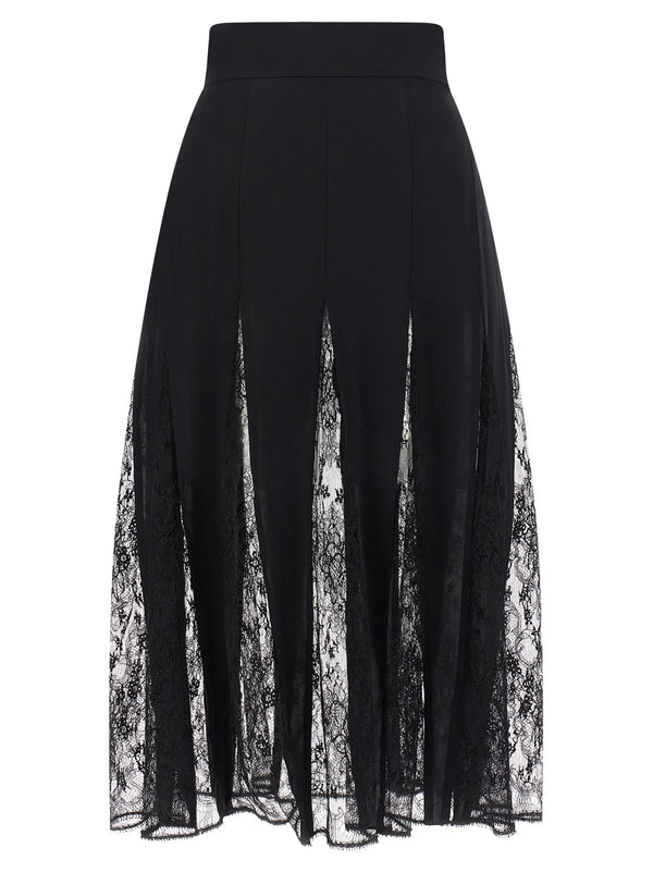 Charmeuse Skirt With Lace Gonne Nero