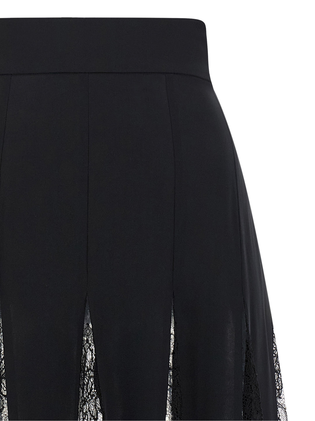 Dolce & Gabbana Charmeuse Skirt With Lace Gonne - Nero | 9df37861b3089c2c36b54c7cbdea7f91be3d7246