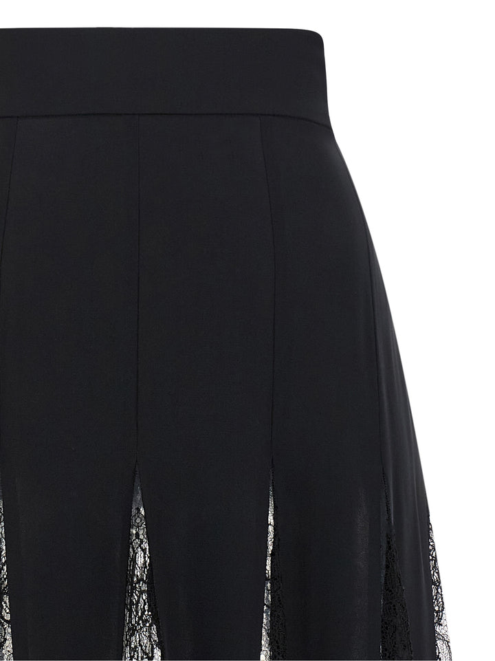 Dolce & Gabbana Charmeuse Skirt With Lace Gonne - Nero | 9df37861b3089c2c36b54c7cbdea7f91be3d7246