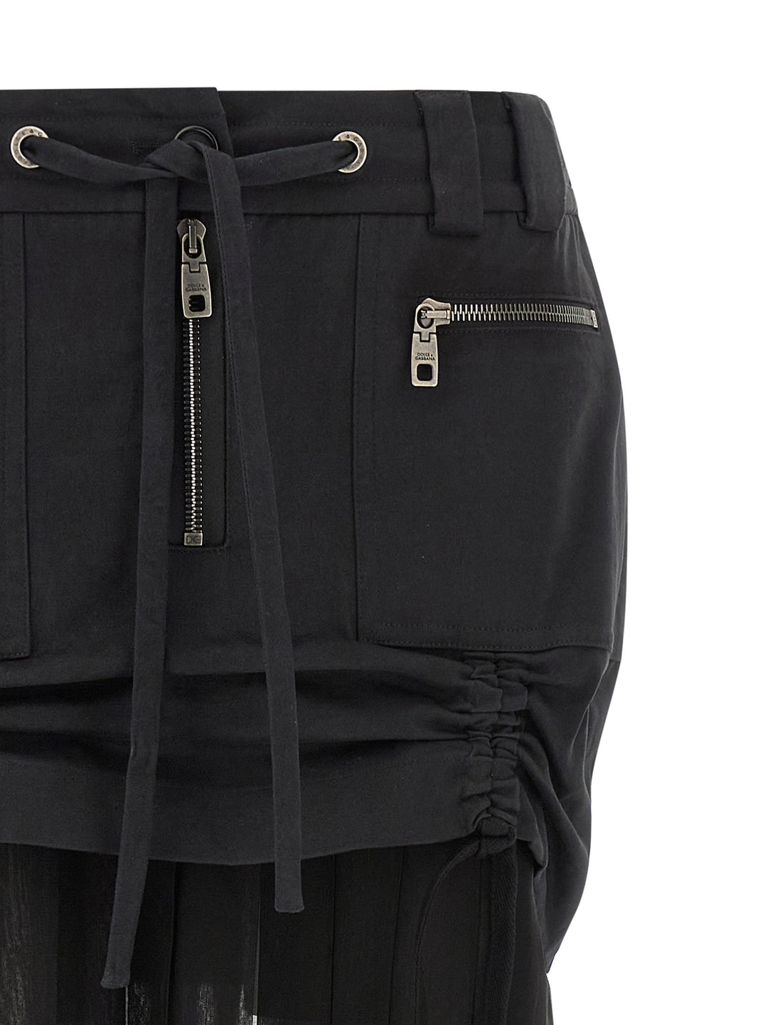 Dolce & Gabbana Twill And Chiffon Skirt Gonne - Nero | 1600c2ee87e2a058a76f00a2d84f561f8ebe0aa9