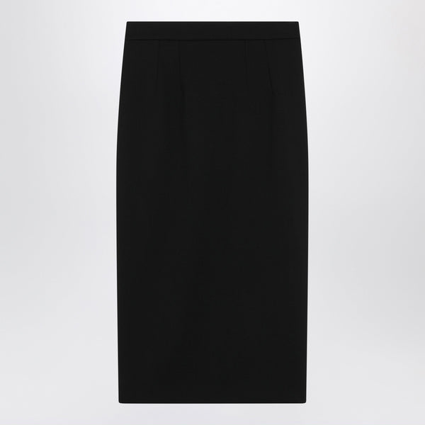 Black Midi Skirt In Virgin Wool