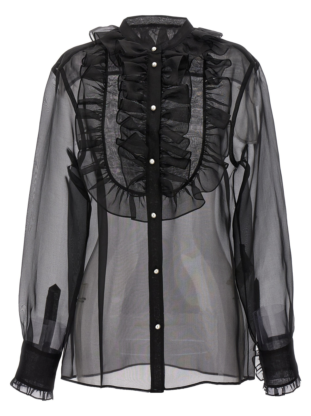Dolce & Gabbana Plastron And Ruffle Shirt Camicie - Nero | c943a06dbc98ab575eb304562513f5a6fa6dab33