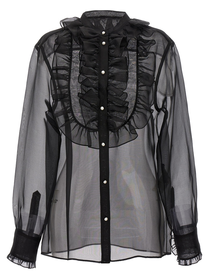 Dolce & Gabbana Plastron And Ruffle Shirt Camicie - Nero | c943a06dbc98ab575eb304562513f5a6fa6dab33