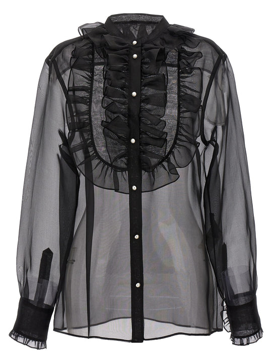 Plastron And Ruffle Shirt Camicie Nero