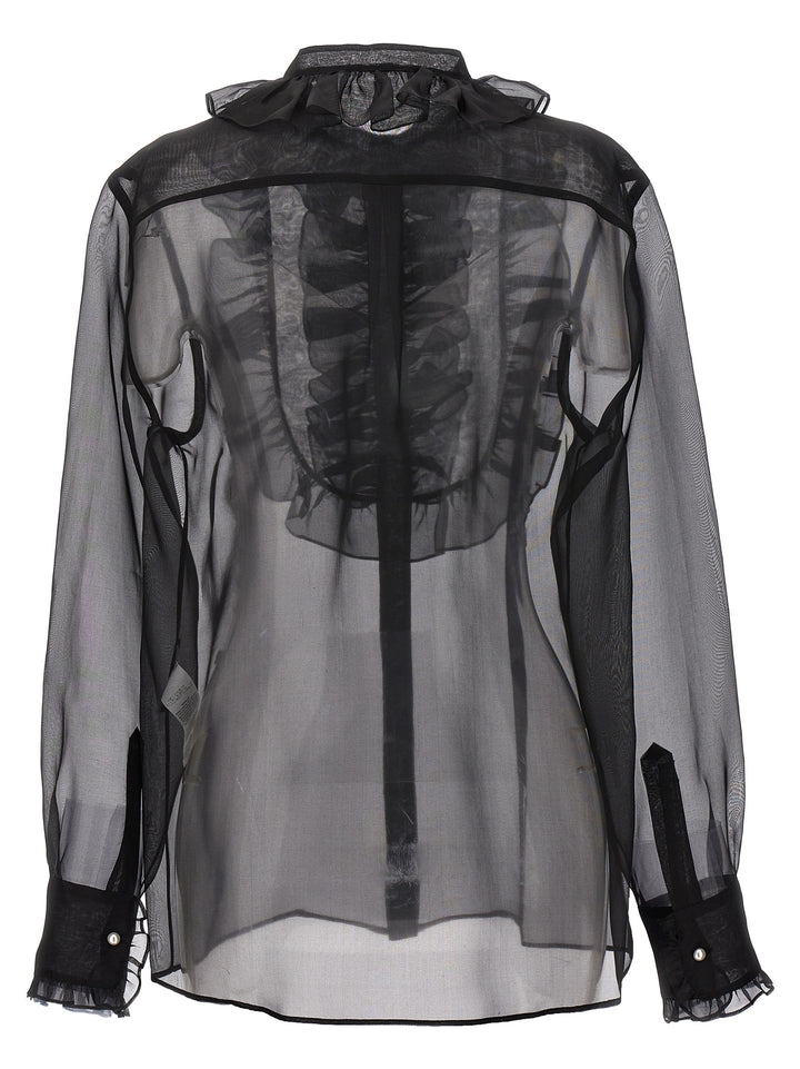 Dolce & Gabbana Plastron And Ruffle Shirt Camicie - Nero | 0d374548648af45618e86b8916e96ac6f08bb987