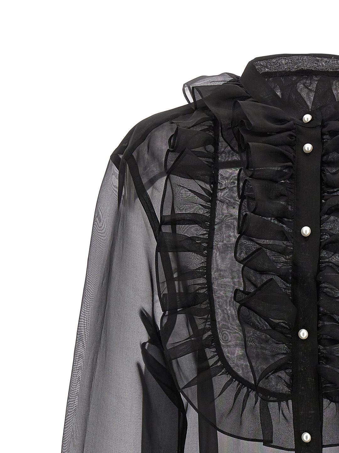 Dolce & Gabbana Plastron And Ruffle Shirt Camicie - Nero | ff76cf374176cc09d9efd425fd46cb34ec40c649