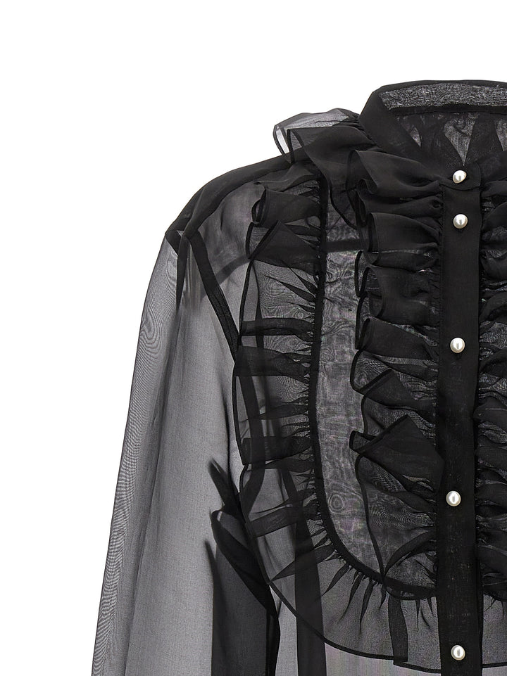 Dolce & Gabbana Plastron And Ruffle Shirt Camicie - Nero | ff76cf374176cc09d9efd425fd46cb34ec40c649