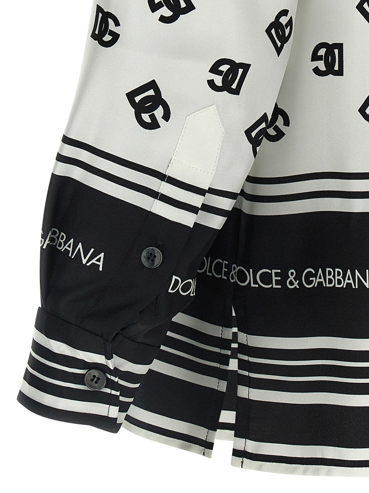 Dolce & Gabbana Dg Print Shirt Camicie - Bianco/Nero | 5cd1a5d322e08ce73e513db80d2cf57843a806be