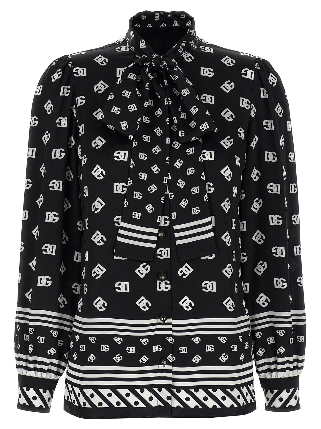 Dolce & Gabbana Silk Shirt Camicie - Bianco/Nero | e92feed6d86af4342f622588f1878dbd5acd308d