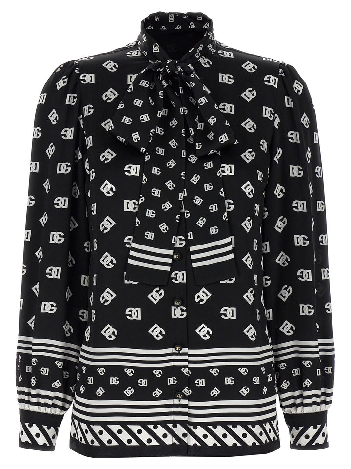 Dolce & Gabbana Silk Shirt Camicie - Bianco/Nero | e92feed6d86af4342f622588f1878dbd5acd308d