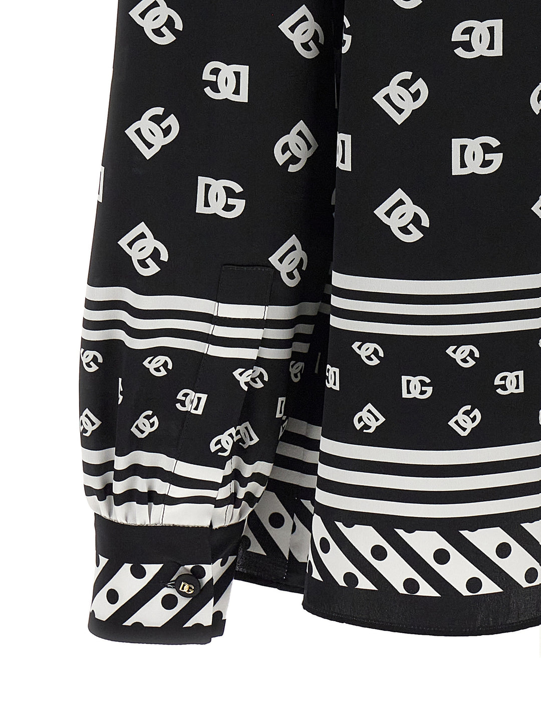 Dolce & Gabbana Silk Shirt Camicie - Bianco/Nero | ae7ddeb156dda05e38baf341db3a22bfbac3dd4b