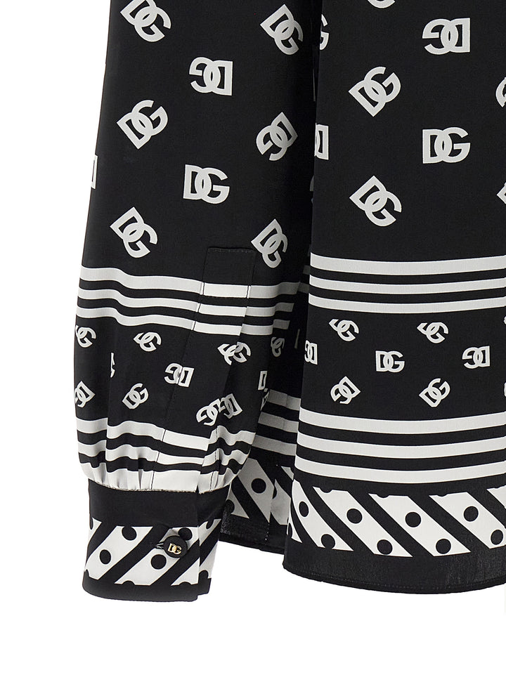 Dolce & Gabbana Silk Shirt Camicie - Bianco/Nero | ae7ddeb156dda05e38baf341db3a22bfbac3dd4b