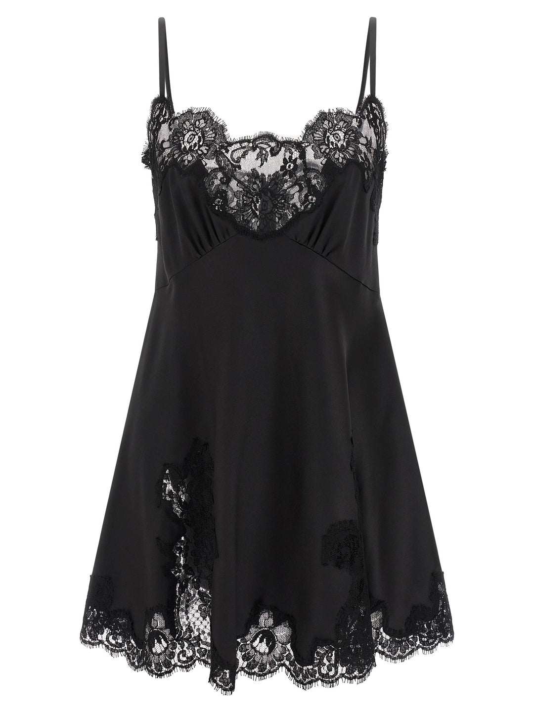 Dolce & Gabbana Satin And Lace Dress Abiti - Nero | a11b1bf1c5f630bee8e2344238c49aa6661bf311