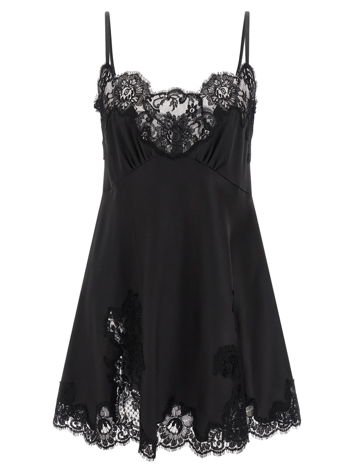 Dolce & Gabbana Satin And Lace Dress Abiti - Nero | a11b1bf1c5f630bee8e2344238c49aa6661bf311
