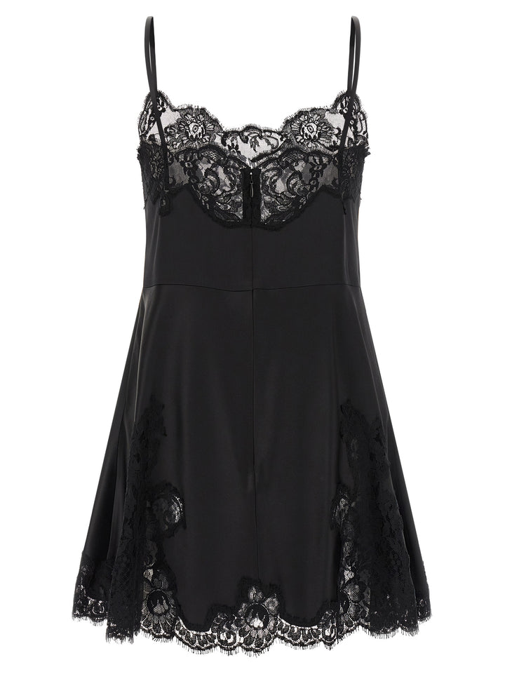 Dolce & Gabbana Satin And Lace Dress Abiti - Nero | 72a650cd370563ea9502a08cc079f141dce8dba7