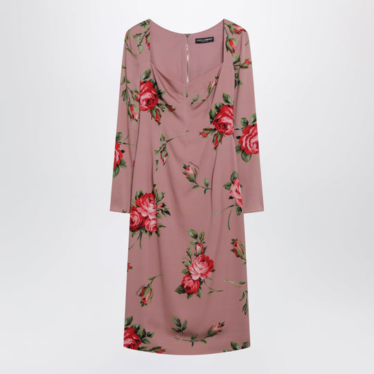 Bouquet Rose Print Sheath Dress