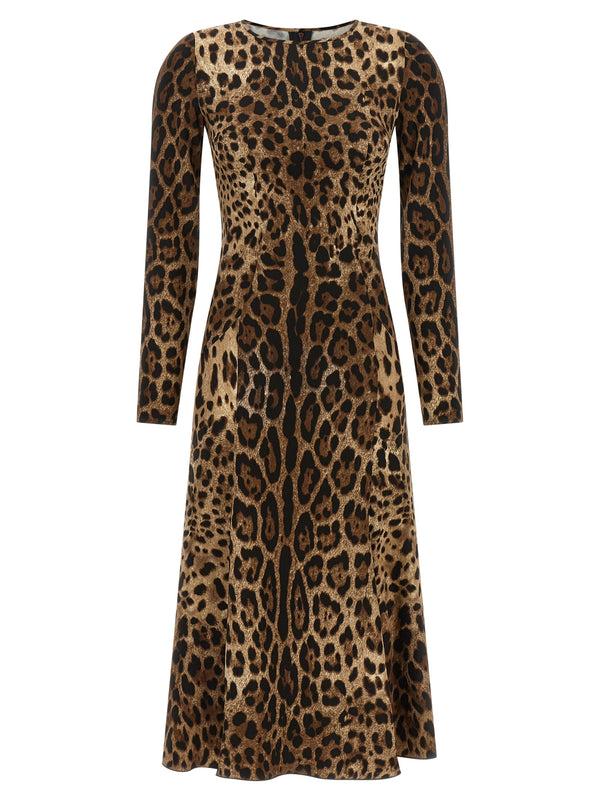 Animal Print Dress Abiti Marrone