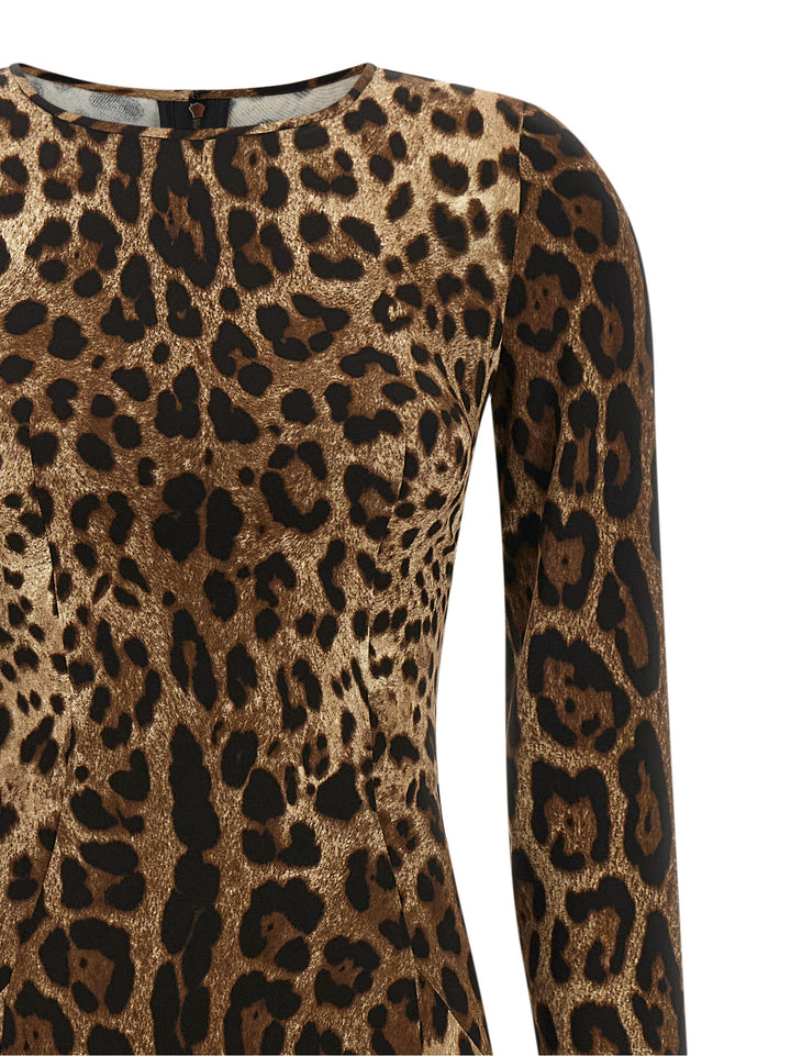 Dolce & Gabbana Animal Print Dress Abiti - Marrone | 4281c5d94a97509e31a6511cce5f9f1cceff8a74