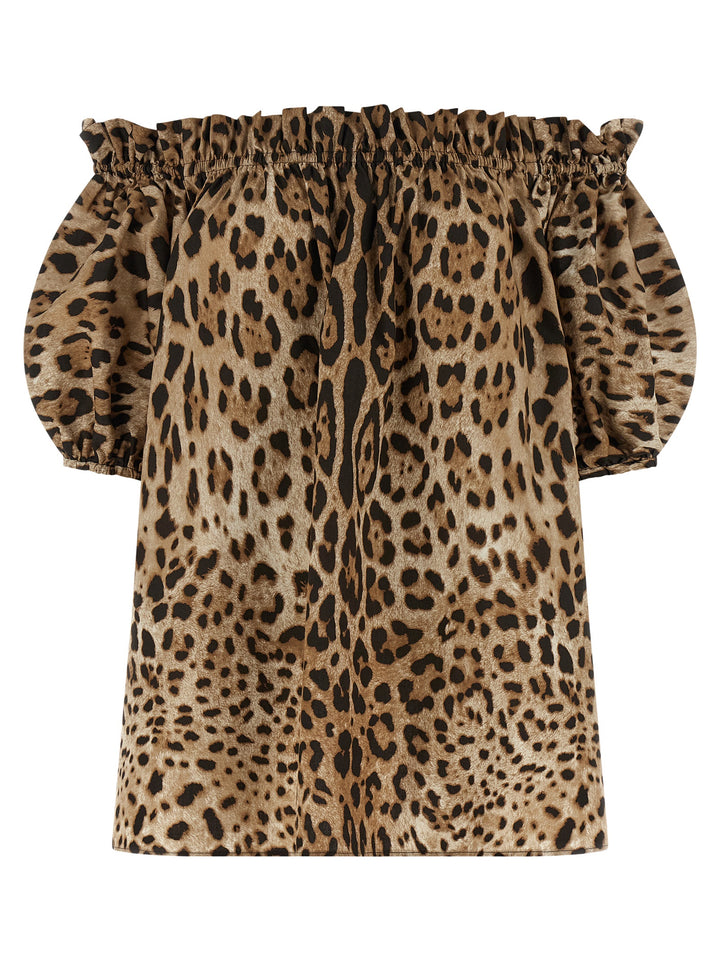 Dolce & Gabbana Animal Print Cotton Top Top - Marrone | d453455696186807c09d6d26a393b92187d10cc2