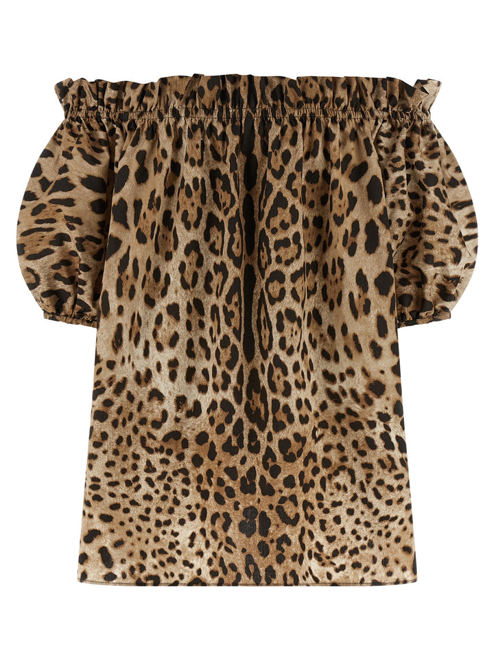 Dolce & Gabbana Animal Print Cotton Top Top - Marrone | 1a05a94625b4de9966d7f6ea6bf4cd23c58712fd