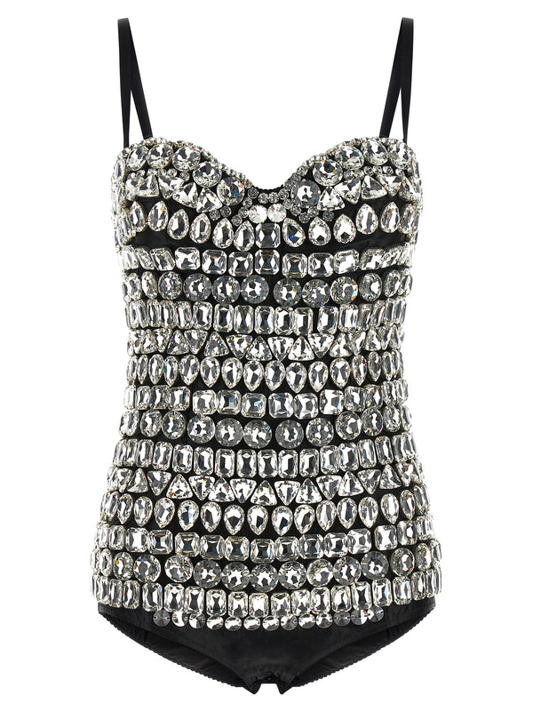 Crystal Bodysuit Top Silver