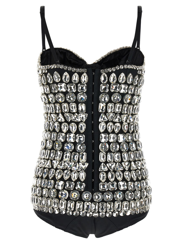 Dolce & Gabbana Crystal Bodysuit Top - Silver | 8e70be316b6227a53c3060d9404ccd8f58b18158