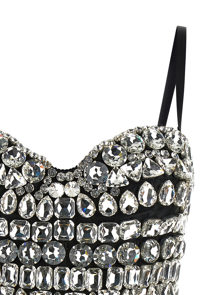 Dolce & Gabbana Crystal Bodysuit Top - Silver | 7295c58719413717e2ab126b10d017c7464d9797