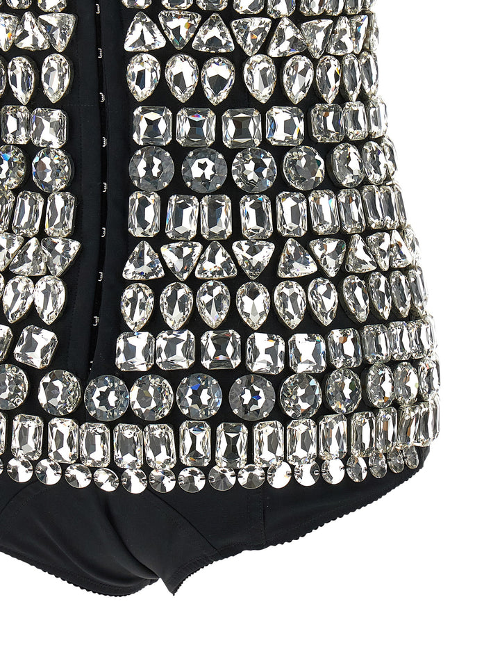 Dolce & Gabbana Crystal Bodysuit Top - Silver | d16a0a358d4fc9b8724445c3de781f195b50087b