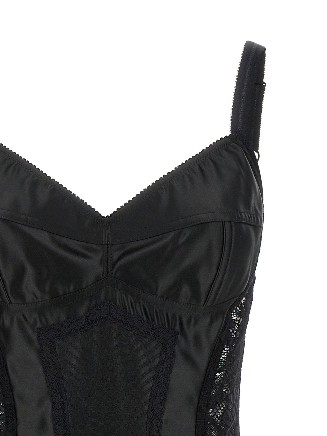 Dolce & Gabbana Satin And Lace Corsetry Bodysuit Top - Nero | 8b9a41543c1e2f1ae6a9ebfa61f3e5d1ce1be628