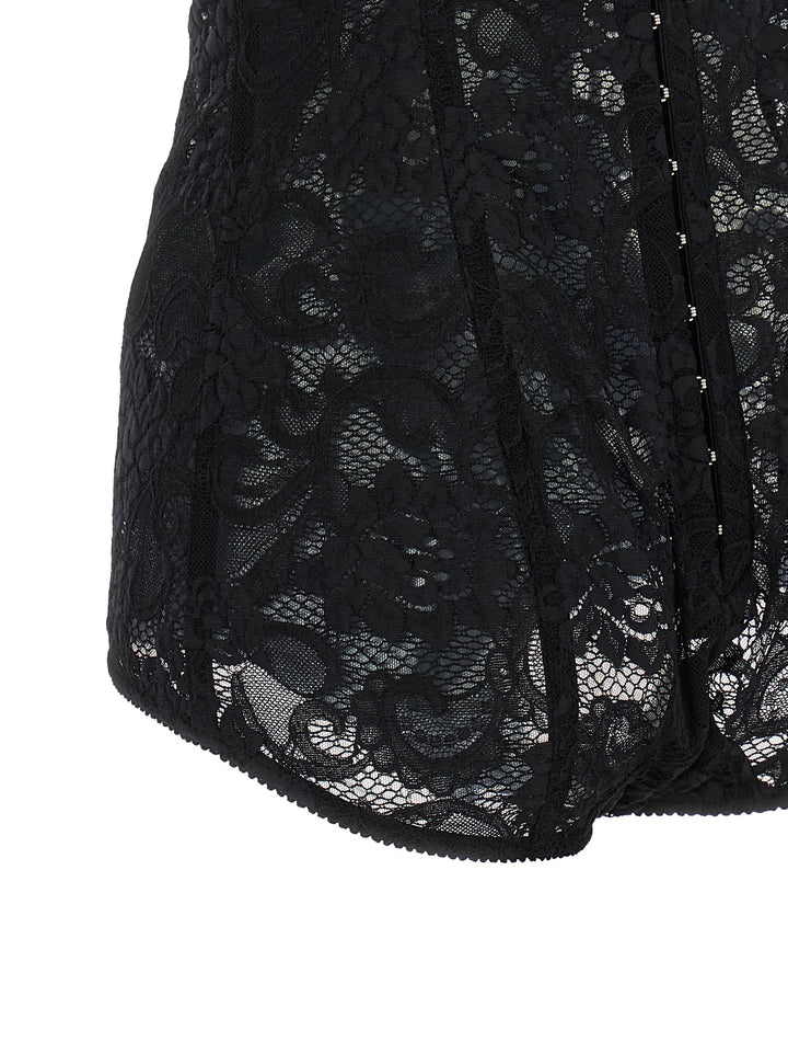 Dolce & Gabbana Satin And Lace Corsetry Bodysuit Top - Nero | 6d7bd60c10ad42b94bbbc9cf6f6bded5387c8e7a