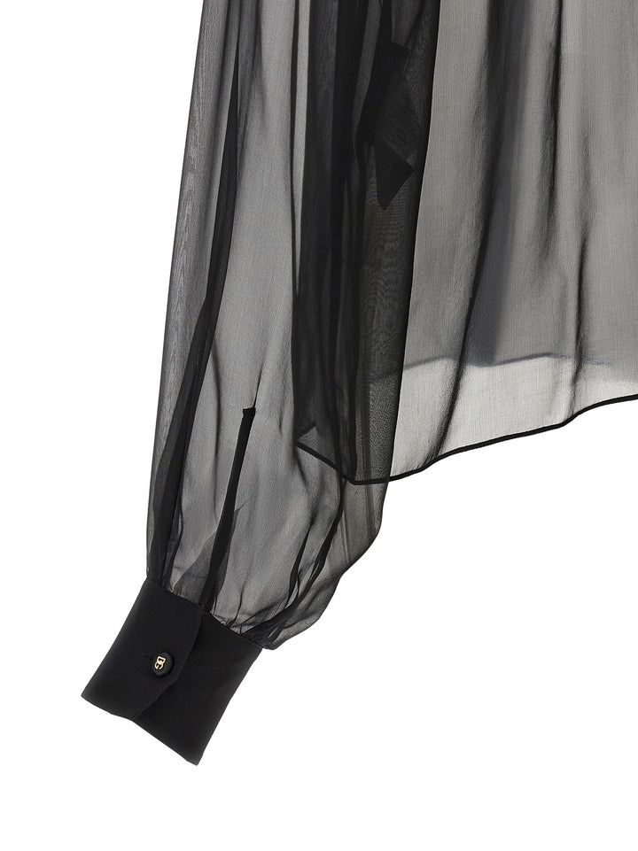 Dolce & Gabbana Chiffon Blouse With Flower Camicie - Nero | c309ea05d1cd7870e1094230f5cd25a80e039518