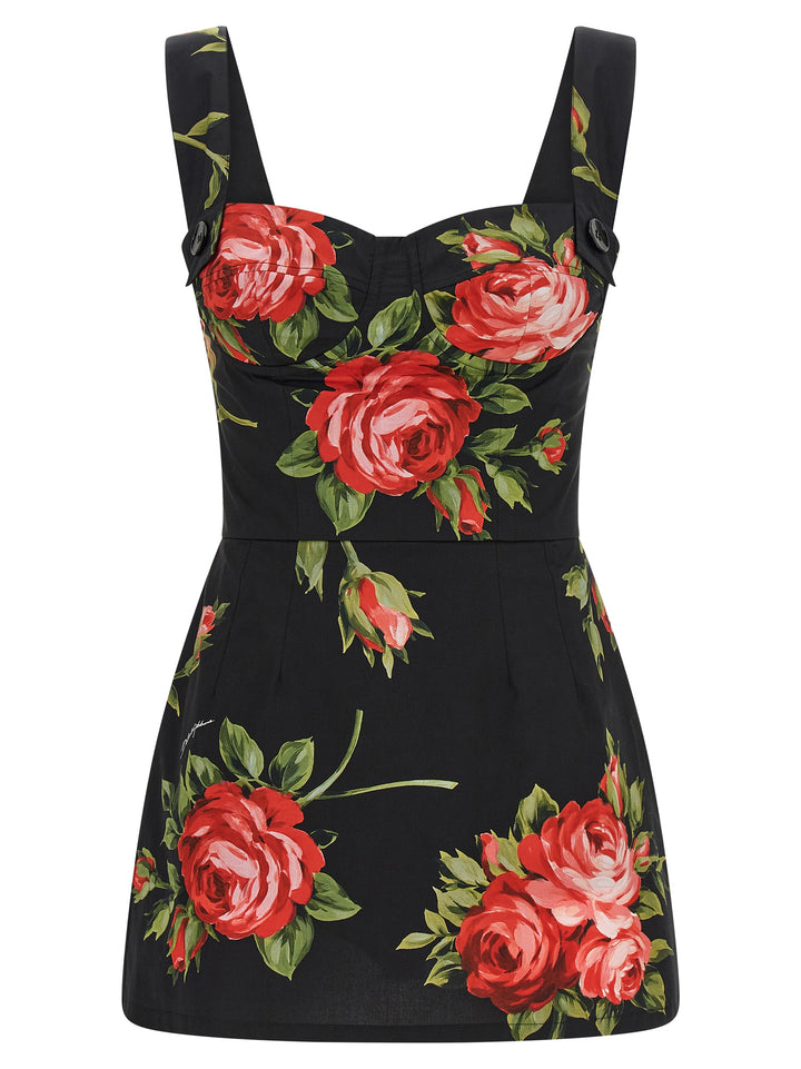 Dolce & Gabbana Bouquet Rose Top - Nero | 2b0f9fefef19e6b380762c6e14399a8768eabfb2