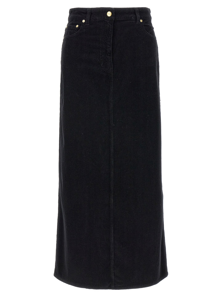 Long Velvet Ribbed Skirt Gonne Nero